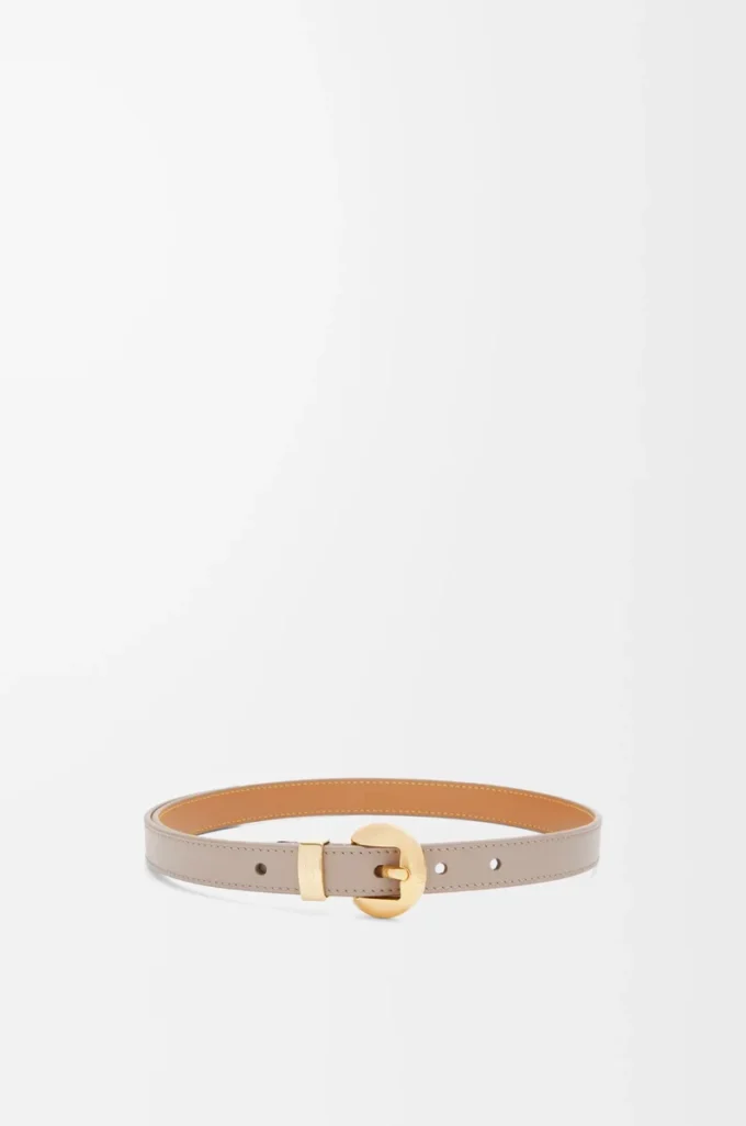 Ceinture Pebble en cuir de veau lisse Sand/Gold