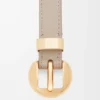Ceinture Pebble en cuir de veau lisse Sand/Gold