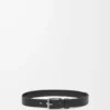 Ceinture Roller Curve en cuir de veau grainé souple Noir/Palladium vintage