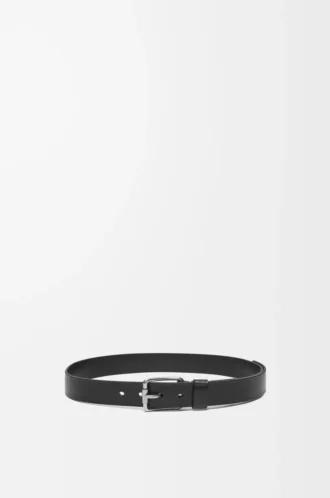 Ceinture Roller Curve en cuir de veau grainé souple Noir/Palladium vintage