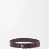 Ceinture Roller Curve en cuir de veau grainé souple Oxblood/Vintage Palladium