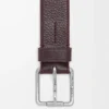 Ceinture Roller Curve en cuir de veau grainé souple Oxblood/Vintage Palladium