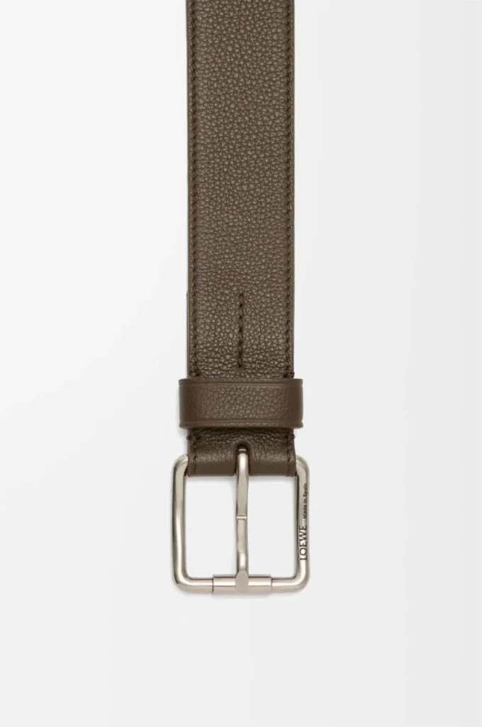 Ceinture Roller Curve en cuir de veau grainé souple Tundra/Vintage Palladium