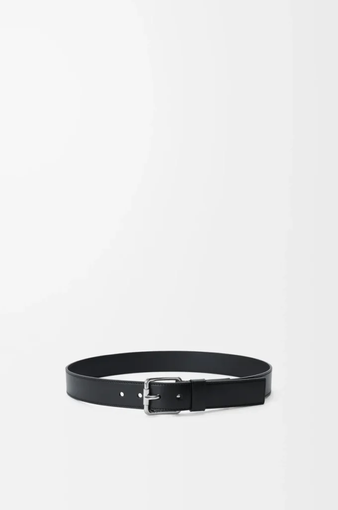 Ceinture Roller Curve en cuir de veau lisse brillant Black/Palladium