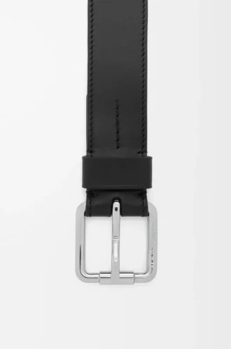 Ceinture Roller Curve en cuir de veau lisse brillant Black/Palladium