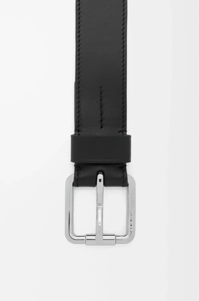 Ceinture Roller Curve en cuir de veau lisse brillant Black/Palladium
