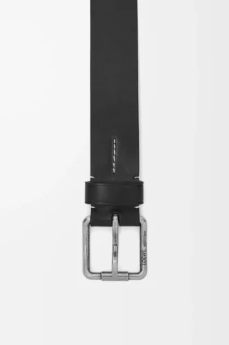 Ceinture Roller Curve en cuir de veau tanné végétal Noir/Palladium vintage