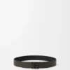 Ceinture réversible Anagram en cuir de veau grainé souple Dark Khaki/Black/Dark Pal