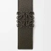 Ceinture réversible Anagram en cuir de veau grainé souple Dark Khaki/Black/Dark Pal