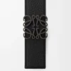 Ceinture réversible Anagram en cuir de veau grainé souple Dark Khaki/Black/Dark Pal