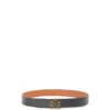 Ceinture réversible Anagram en cuir de veau grainé souple et cuir de veau lisse Tan/Noir/Vieux Or Ceinture réversible Anagram en cuir de veau grainé souple et cuir de veau lisse Tan/Noir/Vieux Or