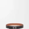 Ceinture réversible Anagram en cuir de veau lisse Black/Tan/Palladium