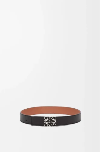 Ceinture réversible Anagram en cuir de veau lisse Black/Tan/Palladium