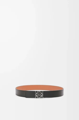 Ceinture réversible Anagram en cuir de veau lisse Black/Tan/Palladium