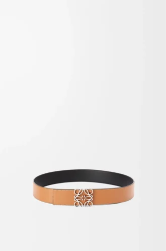 Ceinture réversible Anagram en cuir de veau lisse Black/Tan/Palladium