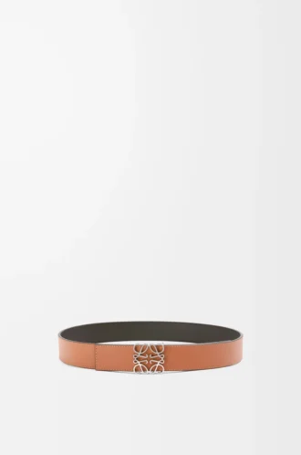 Ceinture réversible Anagram en cuir de veau lisse Black/Tan/Palladium