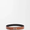 Ceinture réversible Anagram en cuir de veau lisse Black/Tan/Palladium