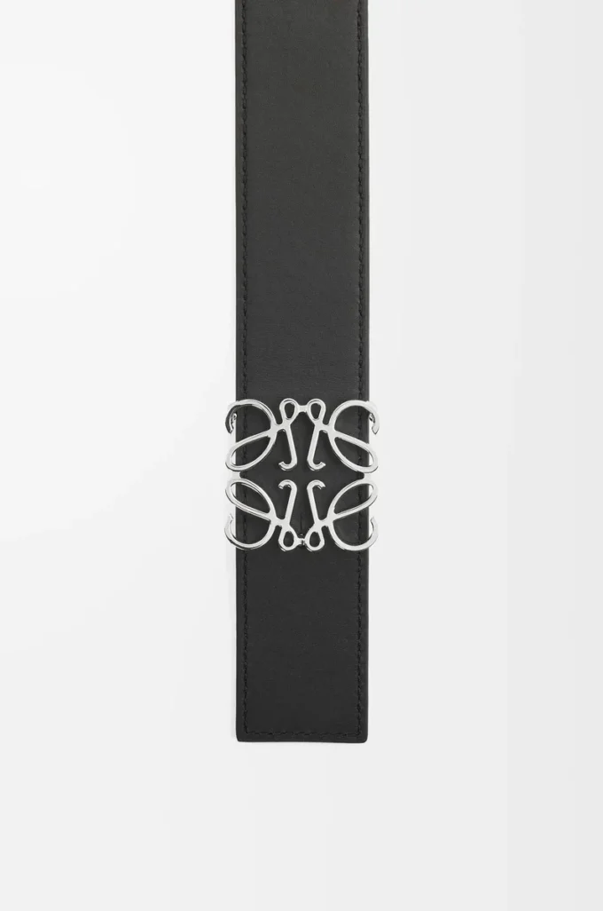 Ceinture réversible Anagram en cuir de veau lisse Black/Tan/Palladium