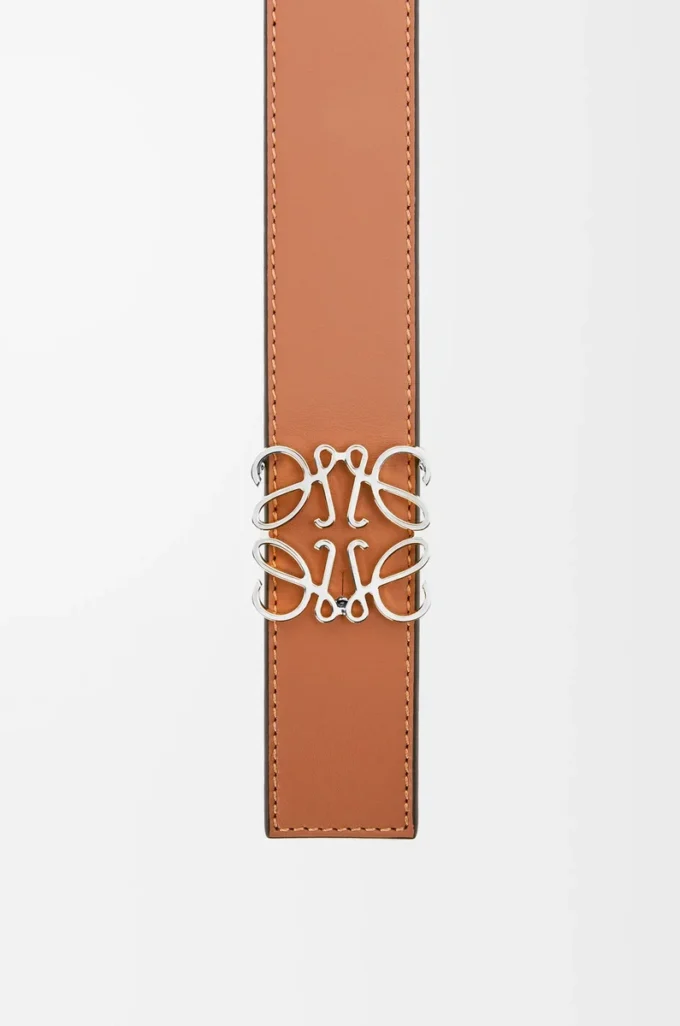 Ceinture réversible Anagram en cuir de veau lisse Black/Tan/Palladium