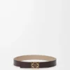 Ceinture réversible Anagram en cuir de veau lisse Dark Chestnut/Clay