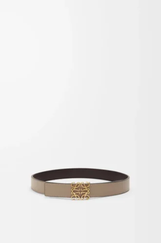 Ceinture réversible Anagram en cuir de veau lisse Dark Chestnut/Clay