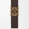Ceinture réversible Anagram en cuir de veau lisse Dark Chestnut/Clay