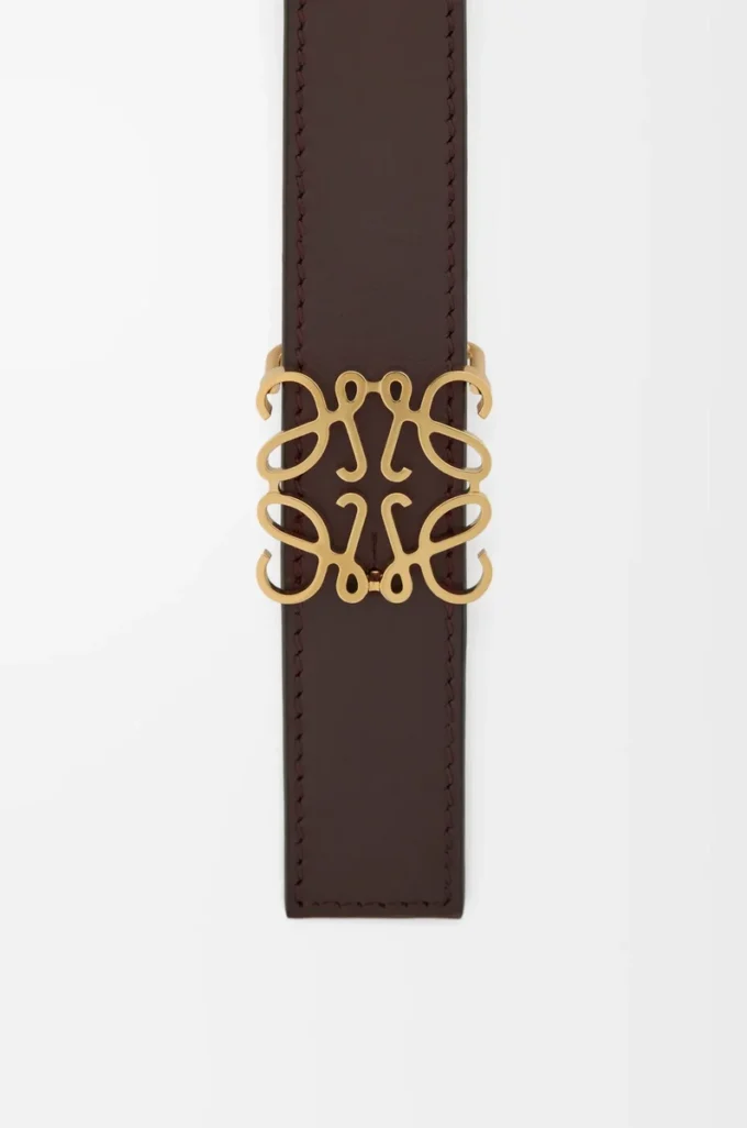 Ceinture réversible Anagram en cuir de veau lisse Dark Chestnut/Clay