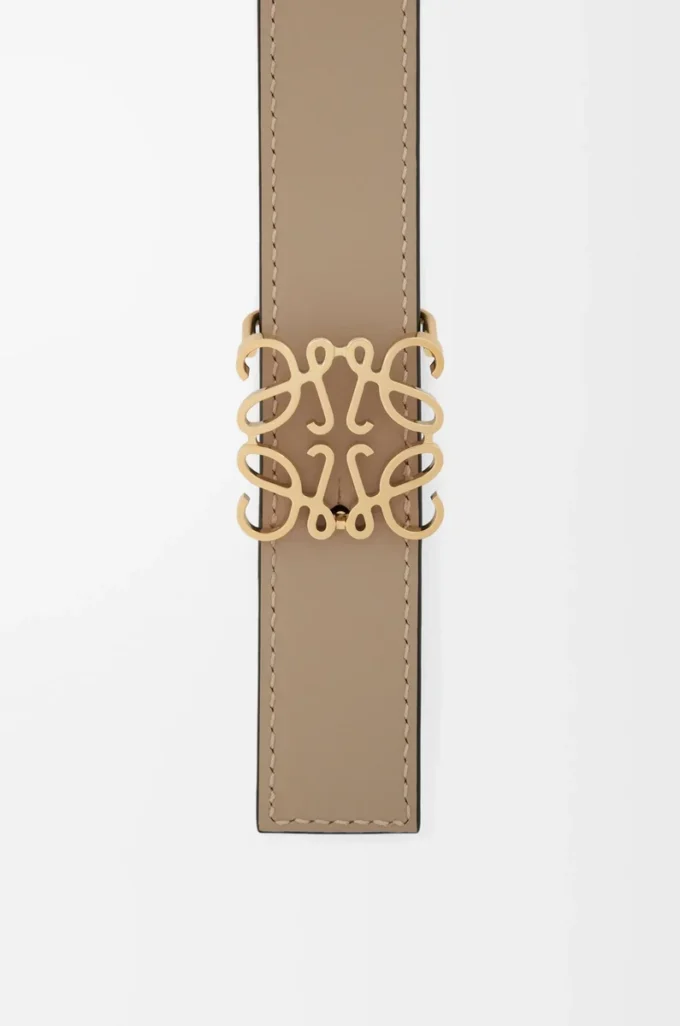 Ceinture réversible Anagram en cuir de veau lisse Dark Chestnut/Clay