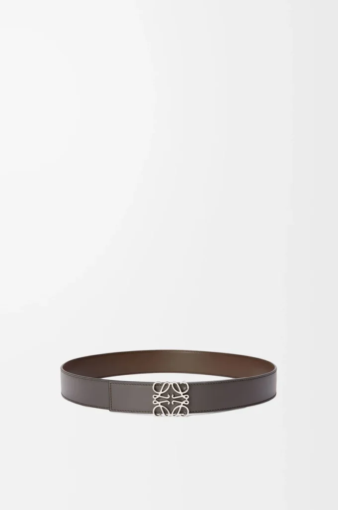 Ceinture réversible Anagram en cuir de veau lisse Gris foncé/Cigare foncé/Palladium Ceinture réversible Anagram en cuir de veau lisse Gris foncé/Cigare foncé/Palladium