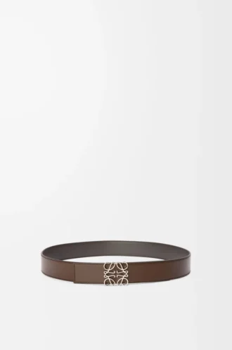 Ceinture réversible Anagram en cuir de veau lisse Gris foncé/Cigare foncé/Palladium