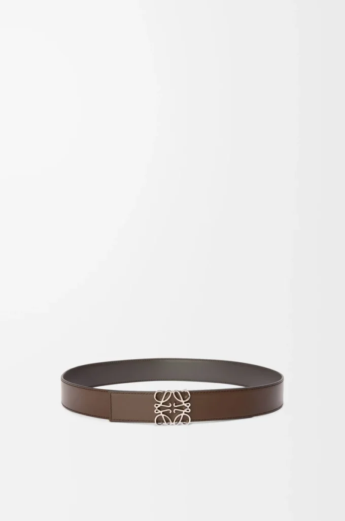 Ceinture réversible Anagram en cuir de veau lisse Gris foncé/Cigare foncé/Palladium Ceinture réversible Anagram en cuir de veau lisse Gris foncé/Cigare foncé/Palladium