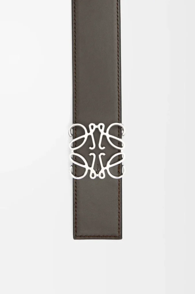 Ceinture réversible Anagram en cuir de veau lisse Gris foncé/Cigare foncé/Palladium Ceinture réversible Anagram en cuir de veau lisse Gris foncé/Cigare foncé/Palladium