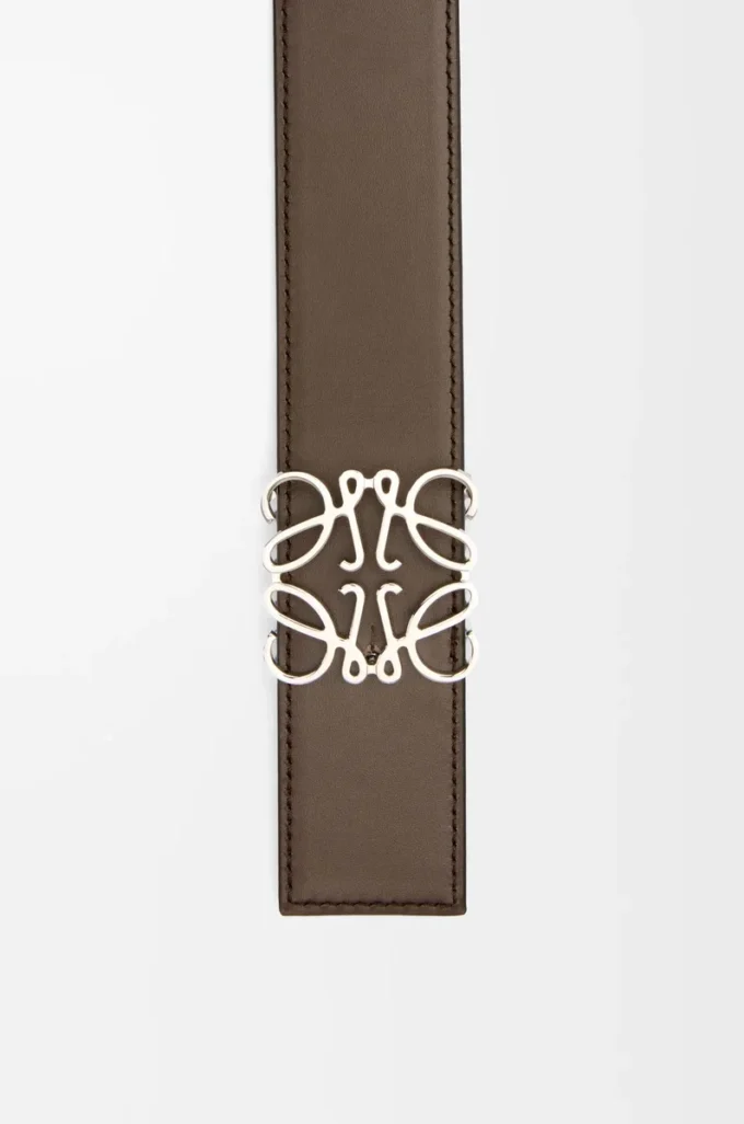 Ceinture réversible Anagram en cuir de veau lisse Gris foncé/Cigare foncé/Palladium Ceinture réversible Anagram en cuir de veau lisse Gris foncé/Cigare foncé/Palladium