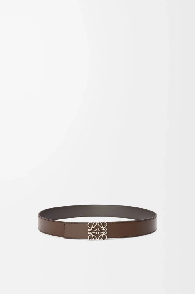 Ceinture réversible Anagram en cuir de veau lisse Gris foncé/Cigare foncé/Palladium Ceinture réversible Anagram en cuir de veau lisse Gris foncé/Cigare foncé/Palladium