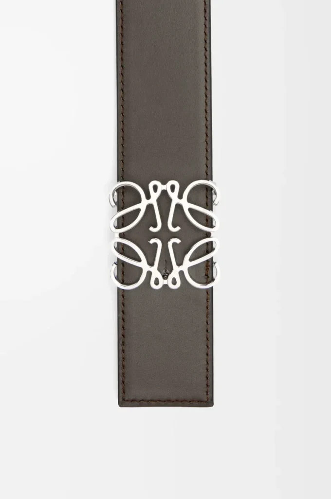 Ceinture réversible Anagram en cuir de veau lisse Gris foncé/Cigare foncé/Palladium Ceinture réversible Anagram en cuir de veau lisse Gris foncé/Cigare foncé/Palladium