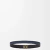 Ceinture réversible Anagram en cuir de veau lisse Noir/Océan/Or