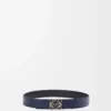 Ceinture réversible Anagram en cuir de veau lisse Océan/Noir/Palladium