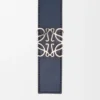 Ceinture réversible Anagram en cuir de veau lisse Océan/Noir/Palladium