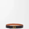 Ceinture réversible Anagram en cuir de veau lisse Tan/Black/Gold
