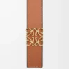 Ceinture réversible Anagram en cuir de veau lisse Tan/Black/Gold