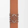 Ceinture réversible Anagram en cuir de veau lisse Tan/Gris asphalte/Étain