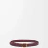 Ceinture souple arrondie en cuir de veau Bordeaux/Or