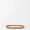 Ceinture souple arrondie en cuir de veau grainé souple couleur argile/doré