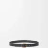 Ceinture souple arrondie en cuir de veau grainé souple Noir/Or