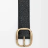 Ceinture souple arrondie en cuir de veau grainé souple Noir/Or