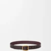 Ceinture souple arrondie en cuir de veau grainé souple Oxblood/Vintage Gold
