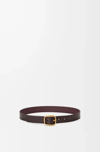 Ceinture souple arrondie en cuir de veau grainé souple Oxblood/Vintage Gold