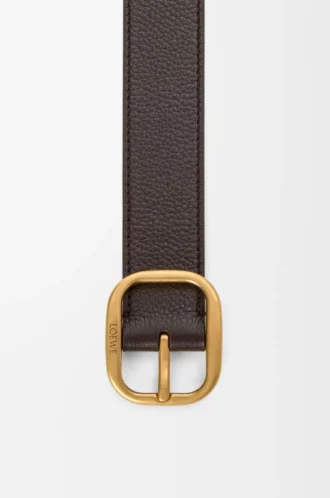 Ceinture souple arrondie en cuir de veau grainé souple Oxblood/Vintage Gold