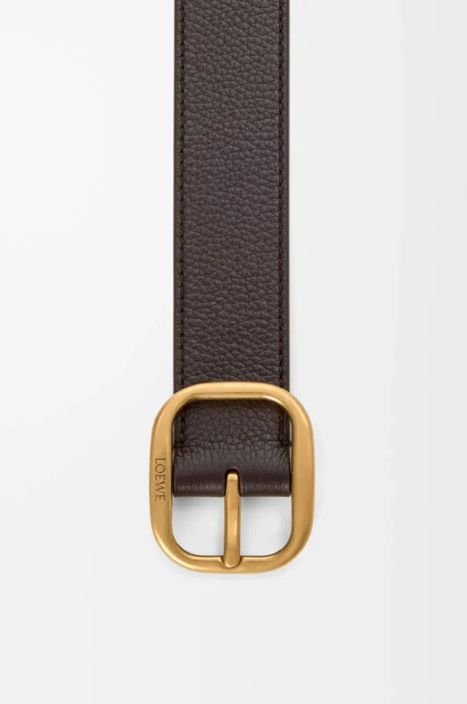 Ceinture souple arrondie en cuir de veau grainé souple Oxblood/Vintage Gold