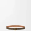 Ceinture souple arrondie en cuir de veau grainé souple Toundra/Or